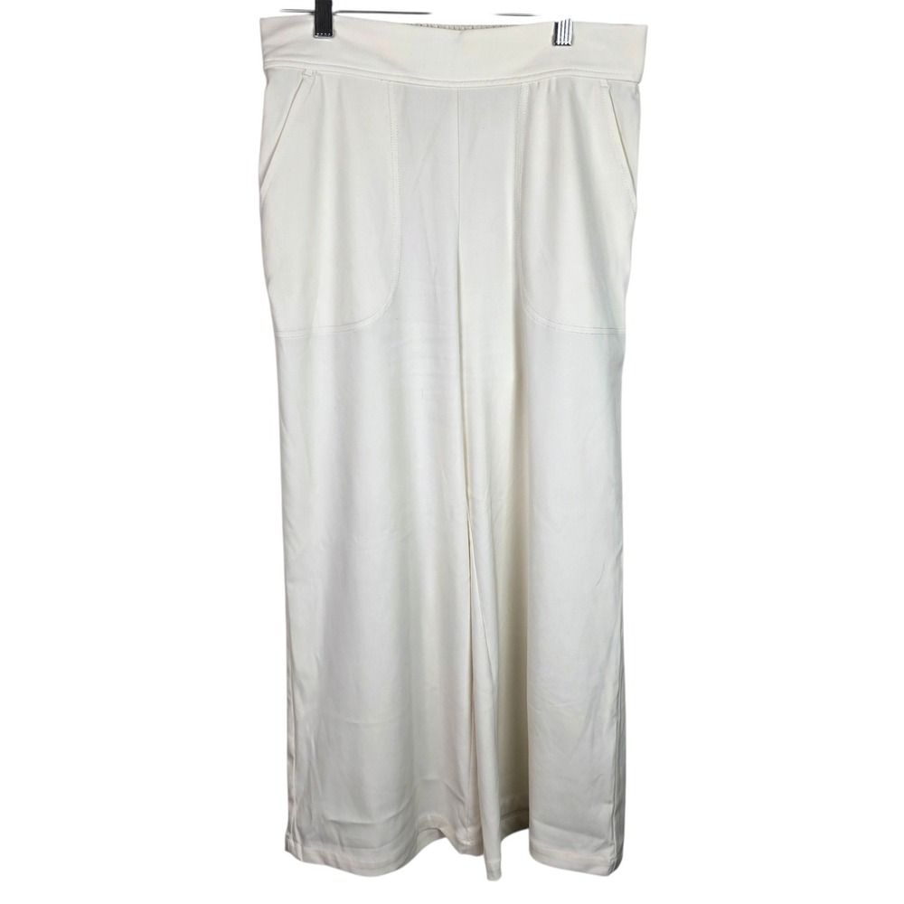 Max Studio London Wide Leg Pants Women S Cream White Excellent Elastic Waist - Picture 12 of 12